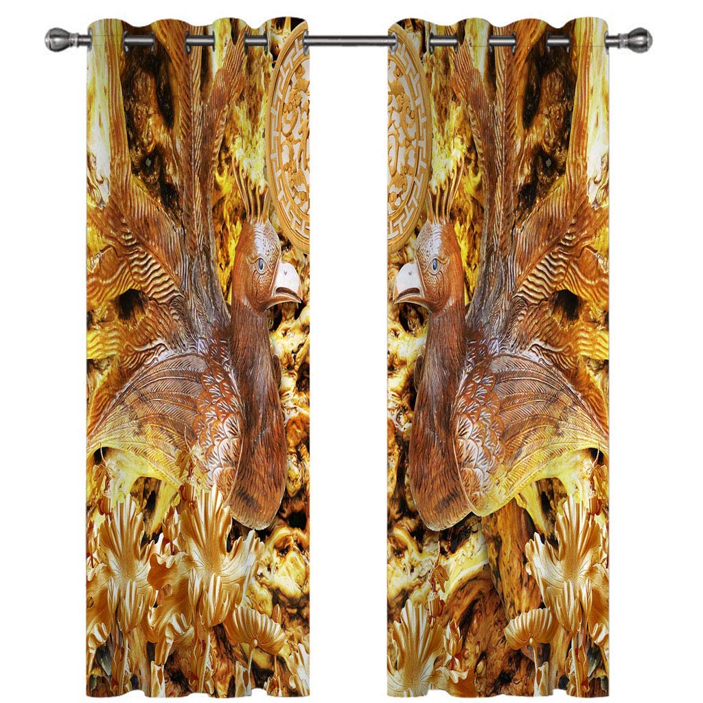 Rideau occultant thermique 234x230cm marron phénix 3D relief pour chambre