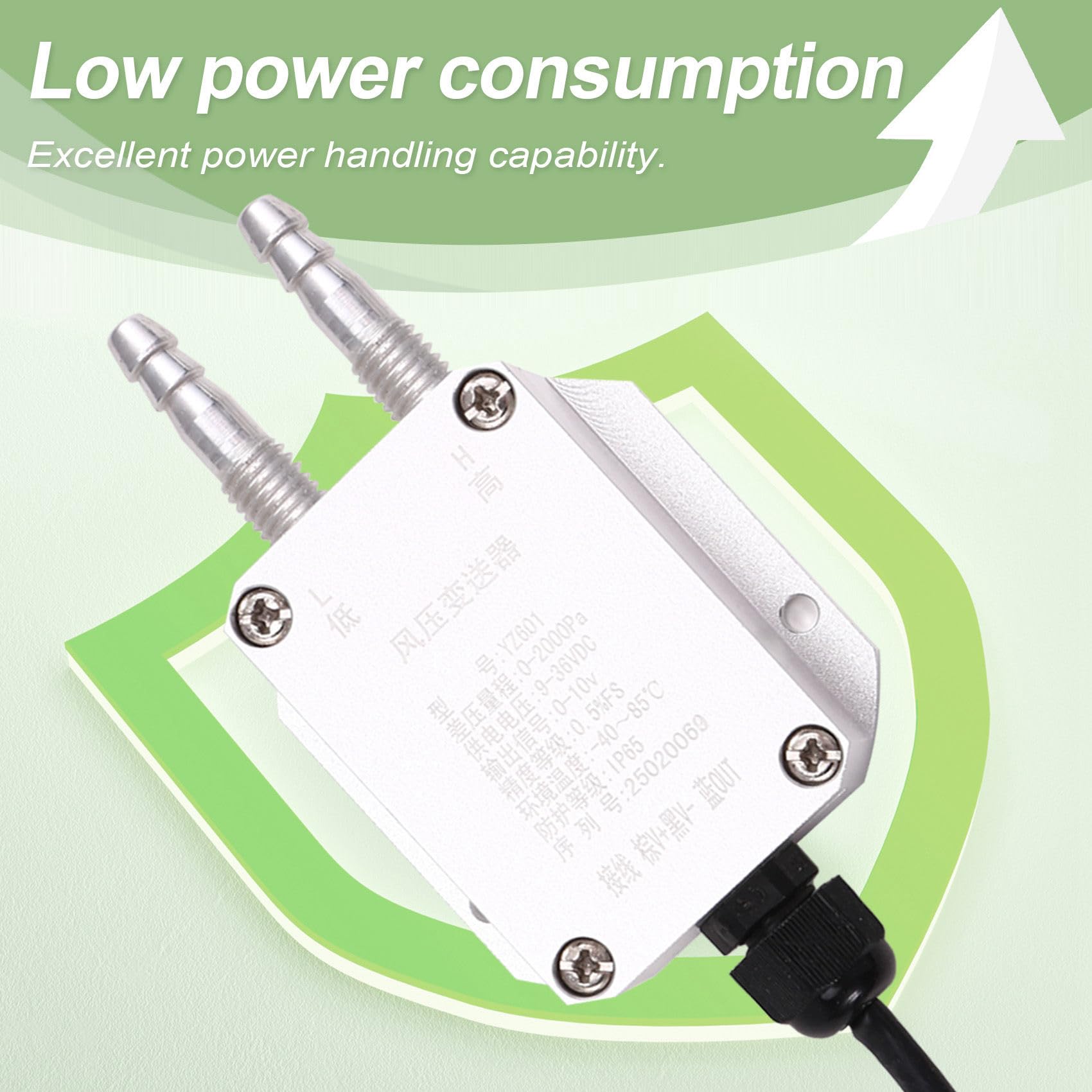 Transmisor Diferencial de Presión de Aire y Viento Sensor de Presión Diferencial 4-20 MA 0-10 V 2 KPa Herramientas para Sensores de Presión