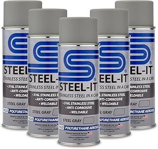 Steel-It 1002D Polyurethane Aerosol, Industrial Paint Coatings, Weldable, Easy to Apply - Steel Gray (5 Pack)