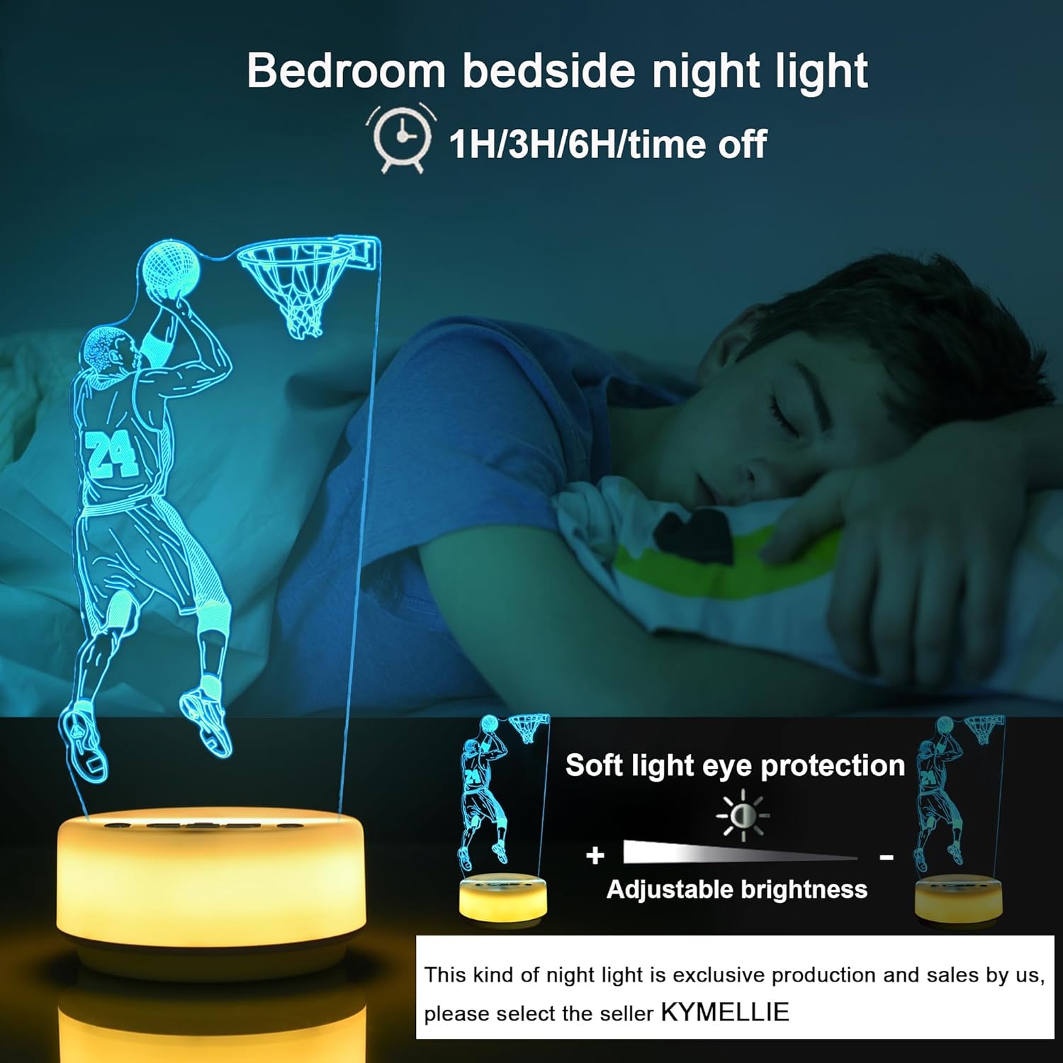 Basketball Night Light for Kids, Basketball Gift for Sports Players Fans, Decor Bedside Lamp for Bedroom/Office, 5 Buttons and Remote Control 14 Colors, Timer, Dim, Independent Warm White Lamp Base