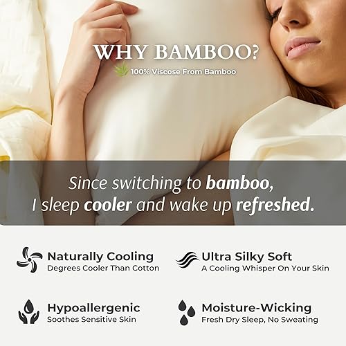 Miniatura 2 de BedVoyage - Juego de sábanas de rayón de bambú 100 %, Bambú, Platino, King