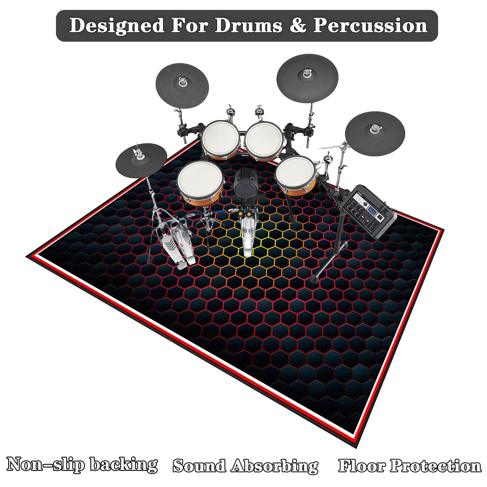 160 x 140 cm Dywan z baterią elektroniczną, maty akustyczne, dźwiękoszczelna mata, mata bębnowa do bębna akustycznego bębna i instrumentów muzycznych dźwiękoszczelny koc bębnowy