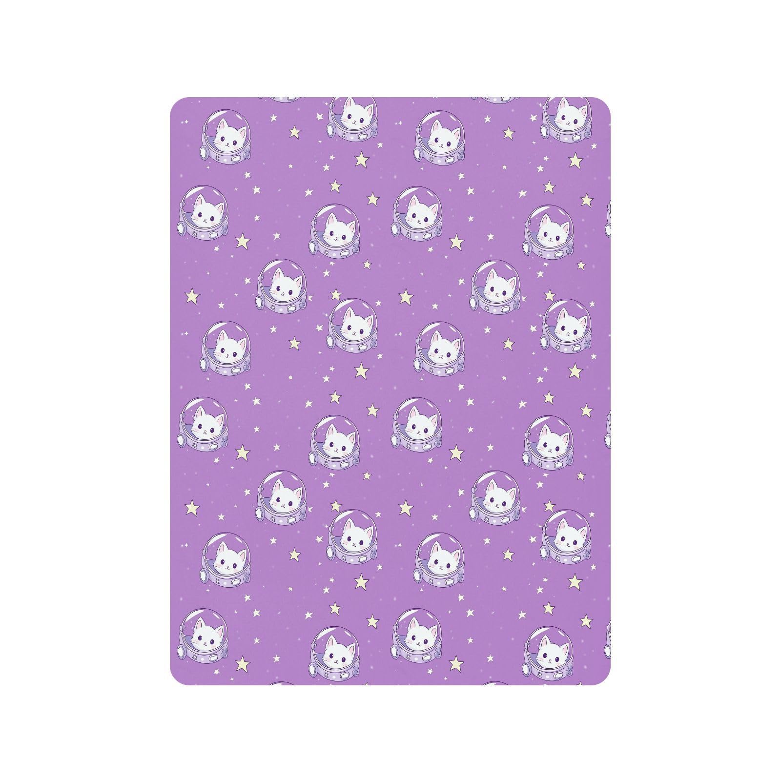 Sábanas para cuna de bebé con diseño de gato blanco y astronauta de dibujos animados, de algodón, ultrasuave, para cuna de niño y niña, 1 paquete de cuna para bebes trenzado