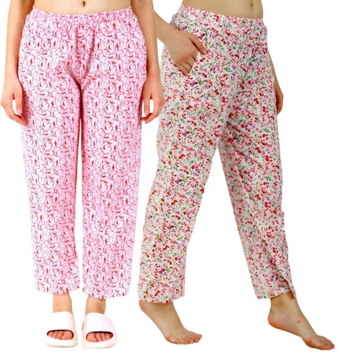 ladywillington Womens Track Pant Lower Fully Stretchable Free Size Cotton Printed Payjama/Lounge Wear–Soft Cotton Night Wear/Pyjama for Women(Pack of 2 Pcs),Prints May Vary (Assorted Pyjama),-picture-49