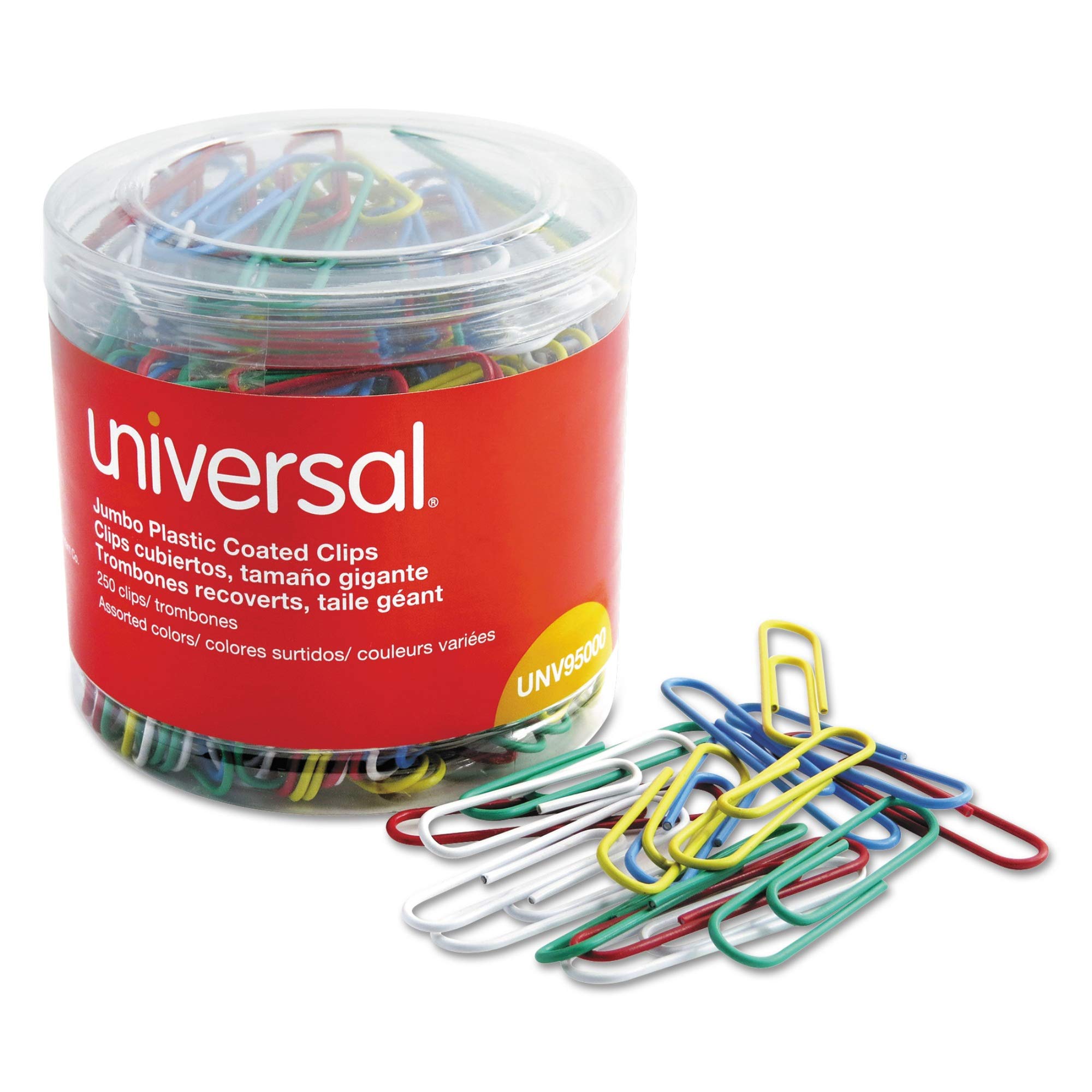 Universal Plastic-Coated Paper Clips,CLIP,JMBO VNYL,250/PK,AST