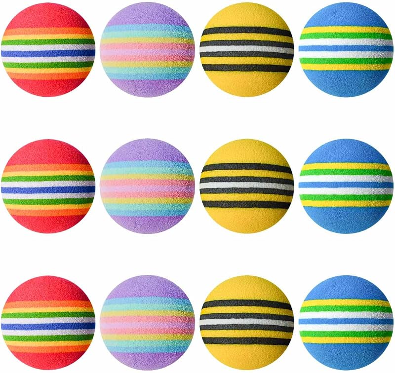 Paquete de 12 pelotas de fútbol de espuma para gatos, juguetes interactivos suaves, silenciosos para gatitos, perros y cachorros, actividades en interiores, persecución, entrenamiento, masticación