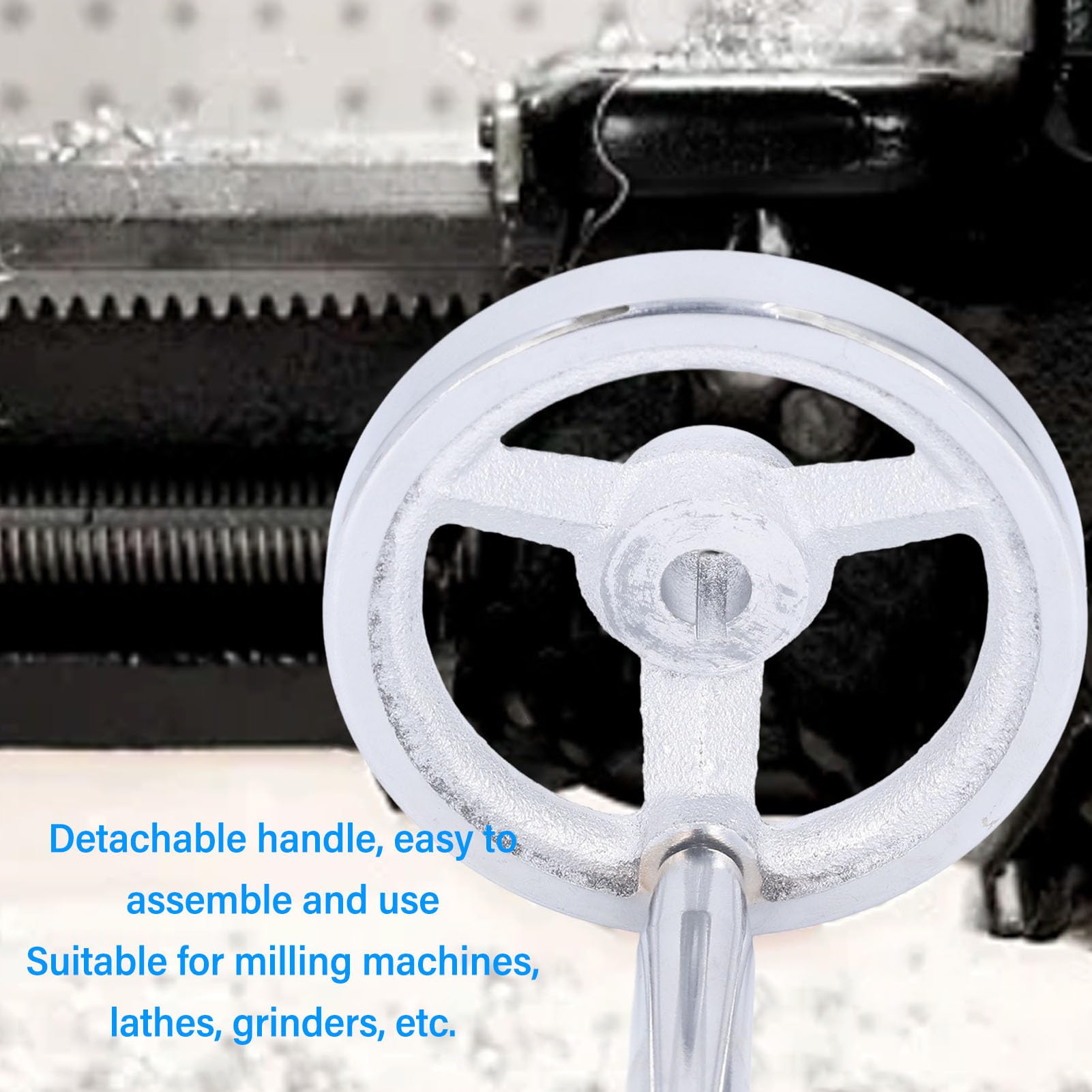 Psytfei 100mmRotary Handwheel,1 Pack Cast Iron Chrome Plated Rotary Handwheel with Handle for Lathe Milling Machine Grinder