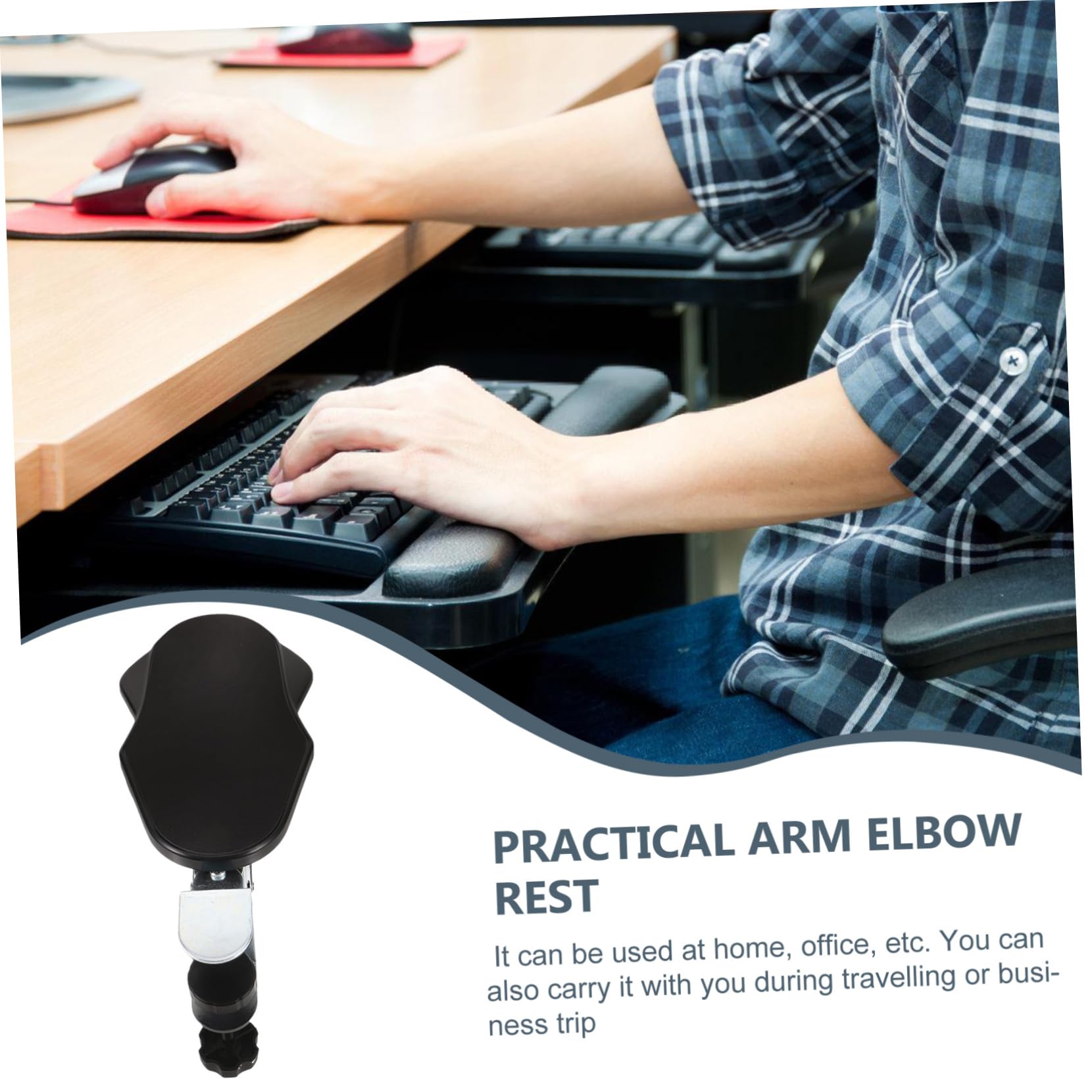 HOMSFOU Reposabrazos Ergonómico Plegable para Escritorio Soporte para Muñeca, Material Abs y Hierro, Adecuado para Uso en Casa y Viajes