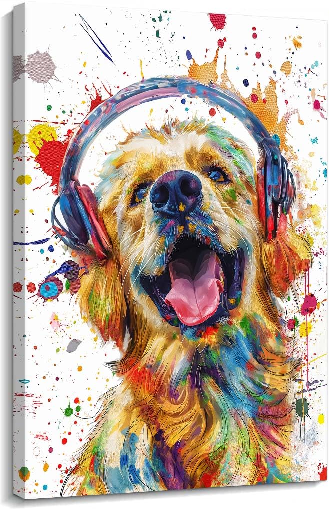 Amazon.com: Axglnumber Golden Retriever Wall Art Framed Abstract