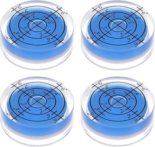4 unidades de nivel redondo de burbuja de 1.260 x 0.472 in, mini circular Bullseye niveles de espíritu, grado marcado para nivelación de cámara,