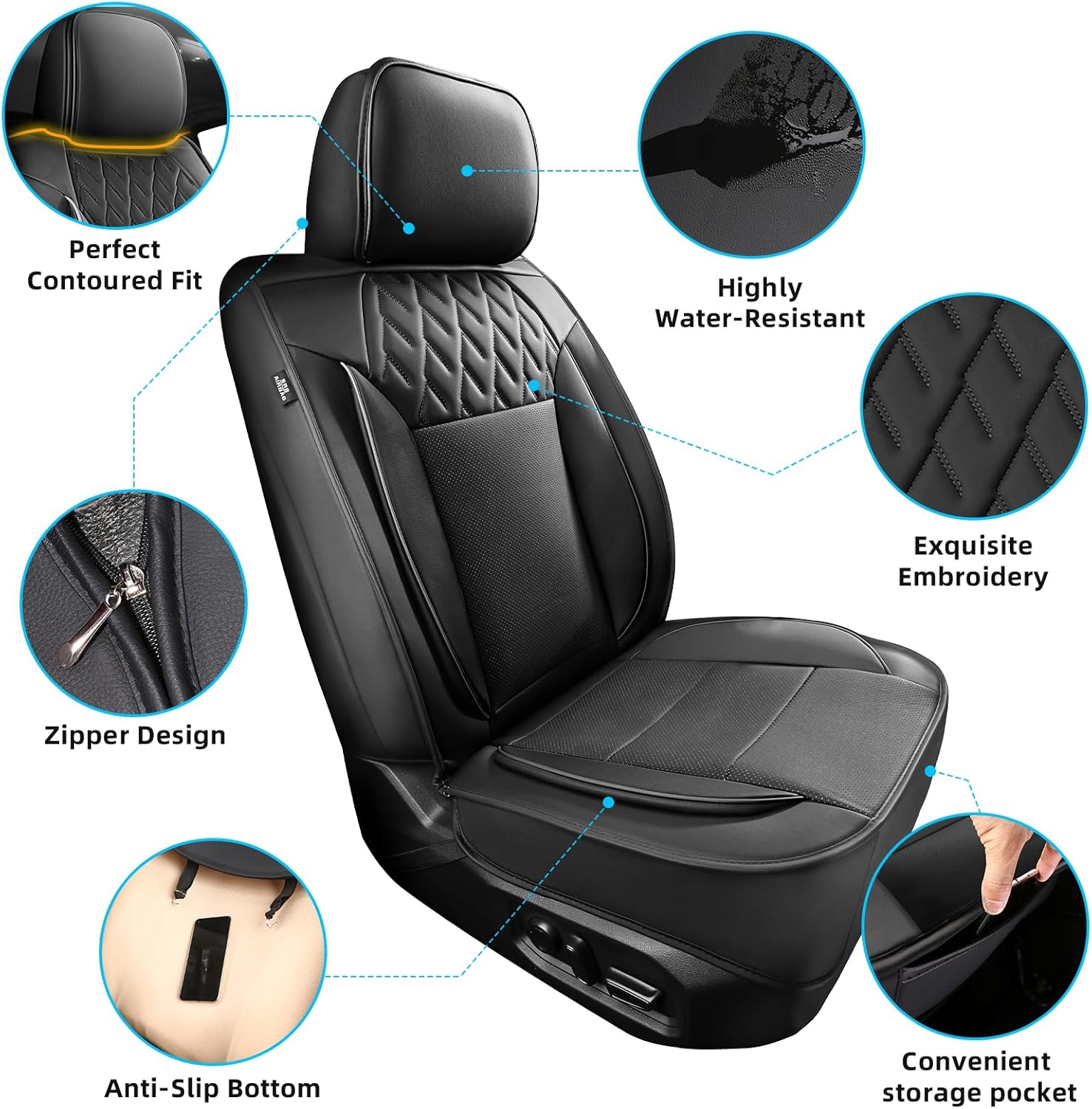 FREESOO Tundra Seat Covers 2026 2025 2024 2026 2022 Full Set Faux Leather, Fit for Toyota Tundra Crewmax Double Cab, Truck Seat Covers Black