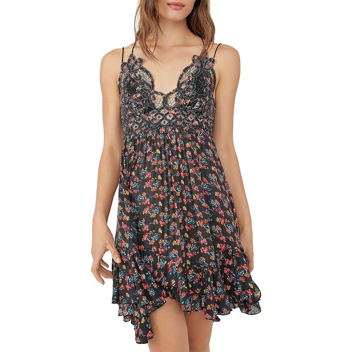 Mini robe bohème Adella imprimé noir avec dos élastique XS - 3