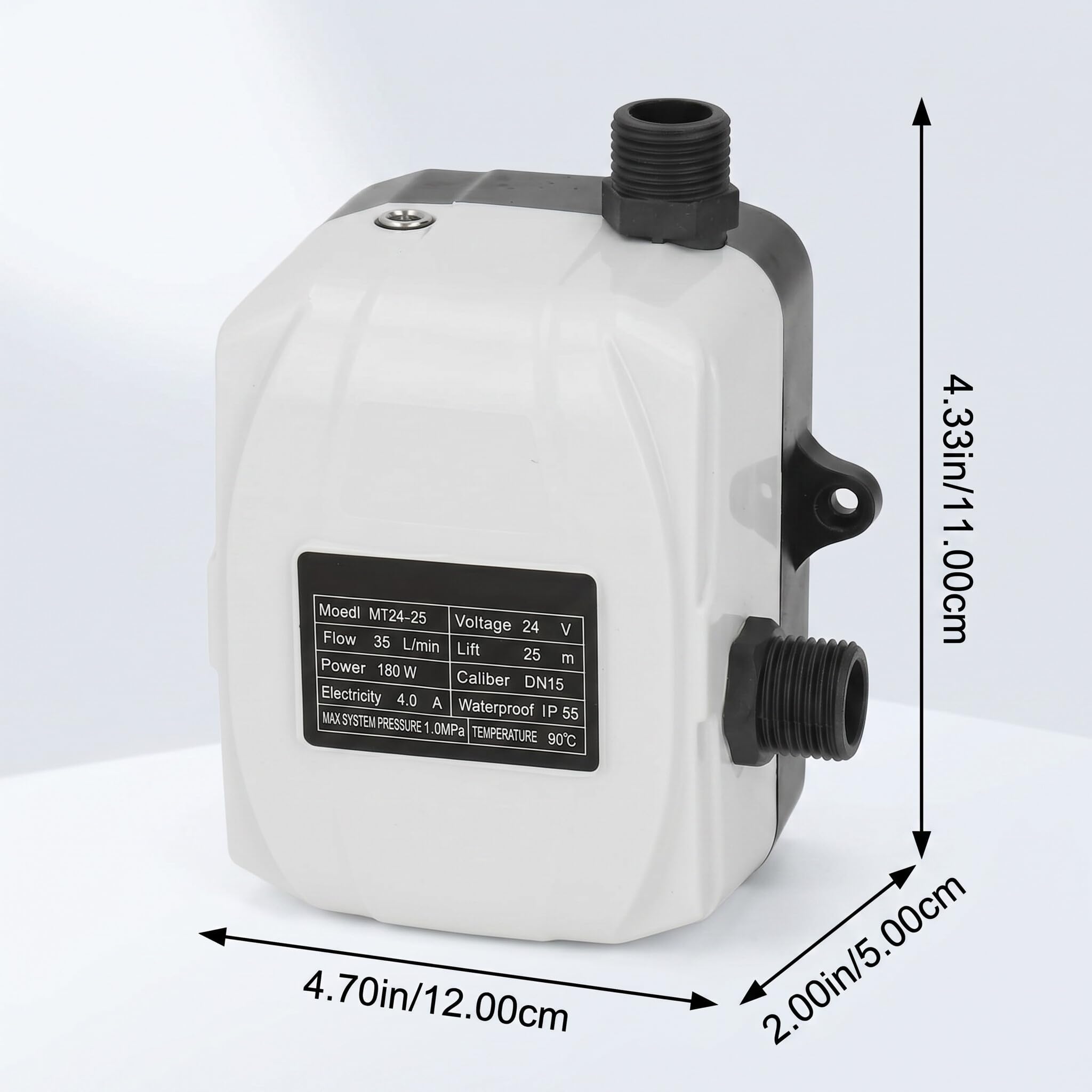 Pompa Booster Automatica, Pompa Booster ABS Motore In Ottone Pressione Dell'acqua Ad Alto Sollevamento 180 W per Doccia Lavello Cucina DC24V Spina Europea AC100‑240V 4.0A