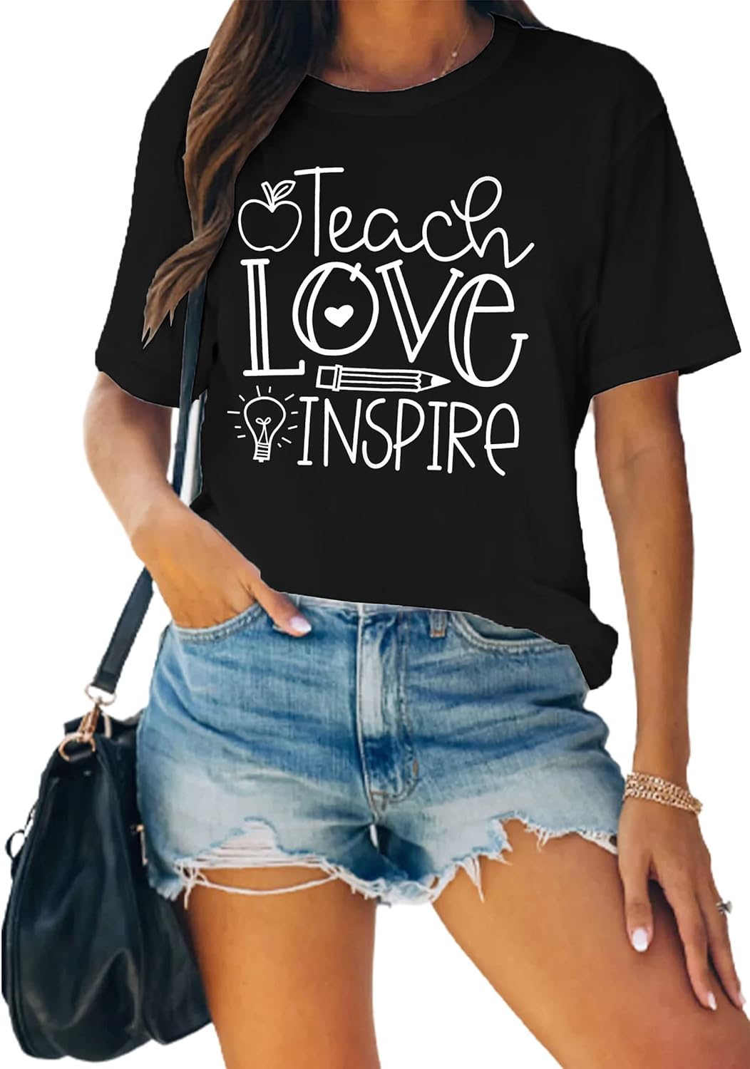 MAIHUN Womens Teacher Life Shirt Teach Love Inspire Tshirt Teach Tee Tops - Image 4