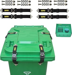 Bear Proof Trash Can Locks,Universal Animal-Proof Garbage Can Lid Straps Against Raccoons and Wildlife,Adjustable Heavy Duty Security Strap for 28-96 Gallon Outdoor Bins (4 PCS)