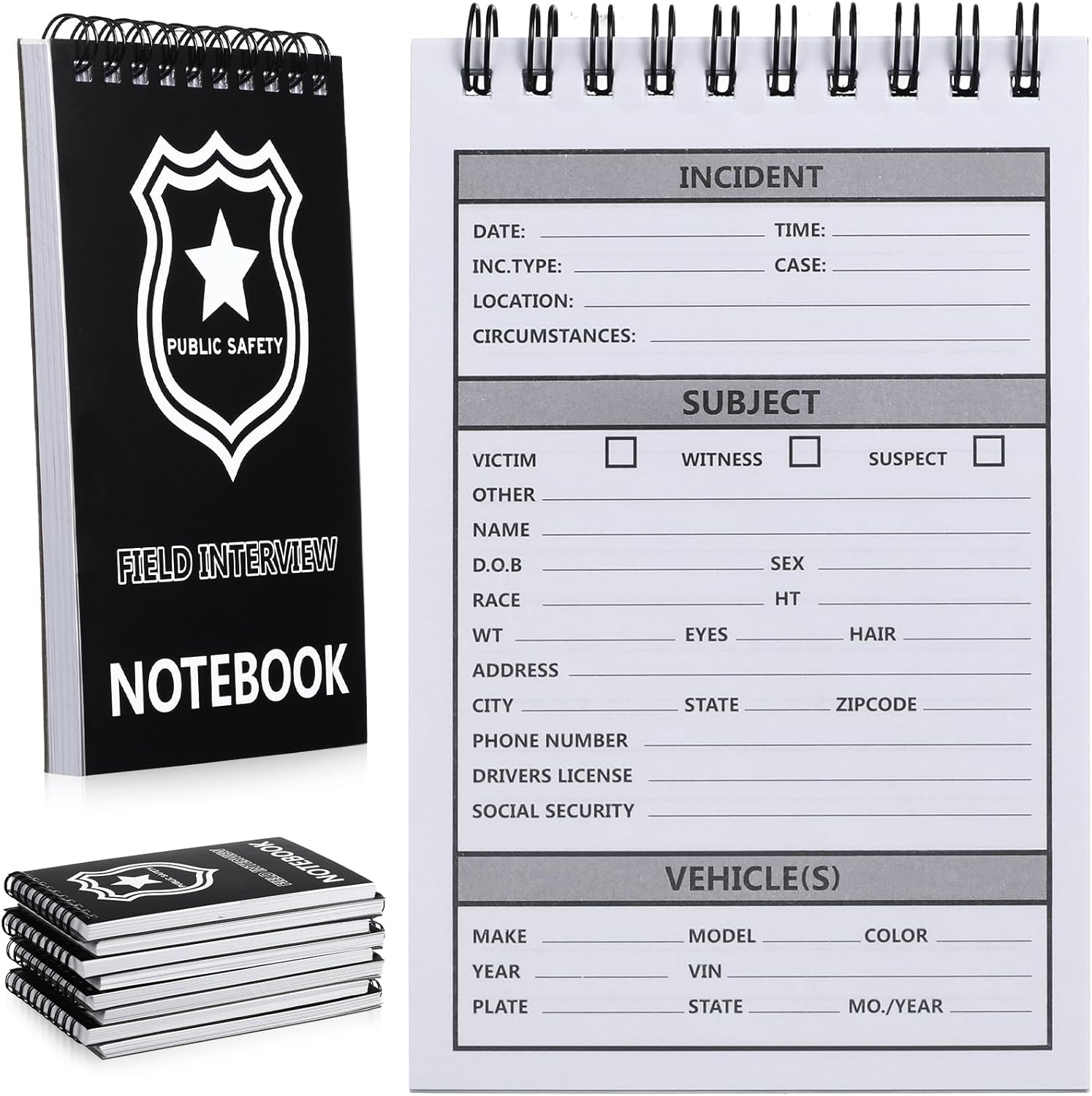 Teling 32 Pcs Public Safety Notebook Police Field Interview Report Notepad for Law Enforcement Officer Gifts Ticket Book Notebook Cop Interview Equipment Accessories, 70 Sheets/ 140 Pages