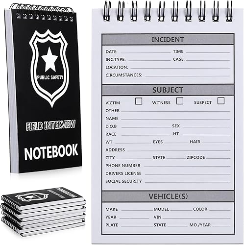 Teling 8 cuadernos de seguridad pública para entrevistas de campo de policía, bloc de notas para oficiales de aplicación de la ley, regalos