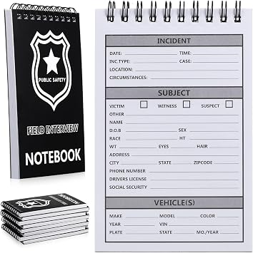Teling 8 Pcs Public Safety Notebook Police Field Interview Report Notepad for Law Enforcement Officer Gifts Ticket Book Notebook Cop Interview Equipment Accessories, 70 Sheets/ 140 Pages