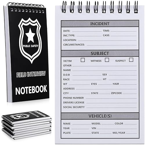 Teling 8 Pcs Public Safety Notebook Police Field Interview Report