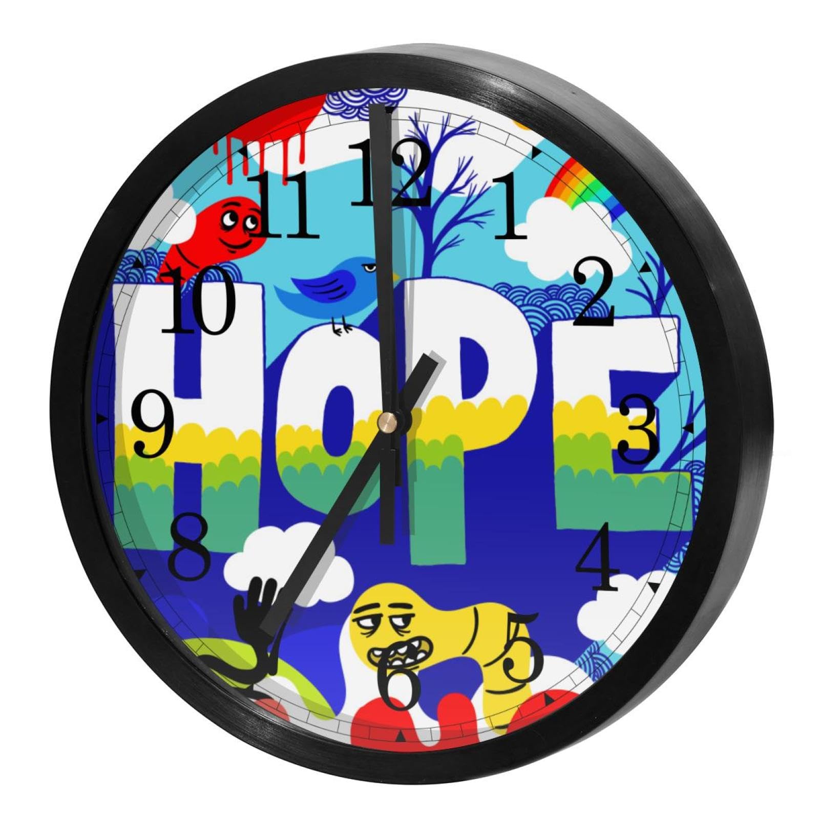 Horloge murale silencieuse à quartz ronde en plastique pour la cuisine et le salon