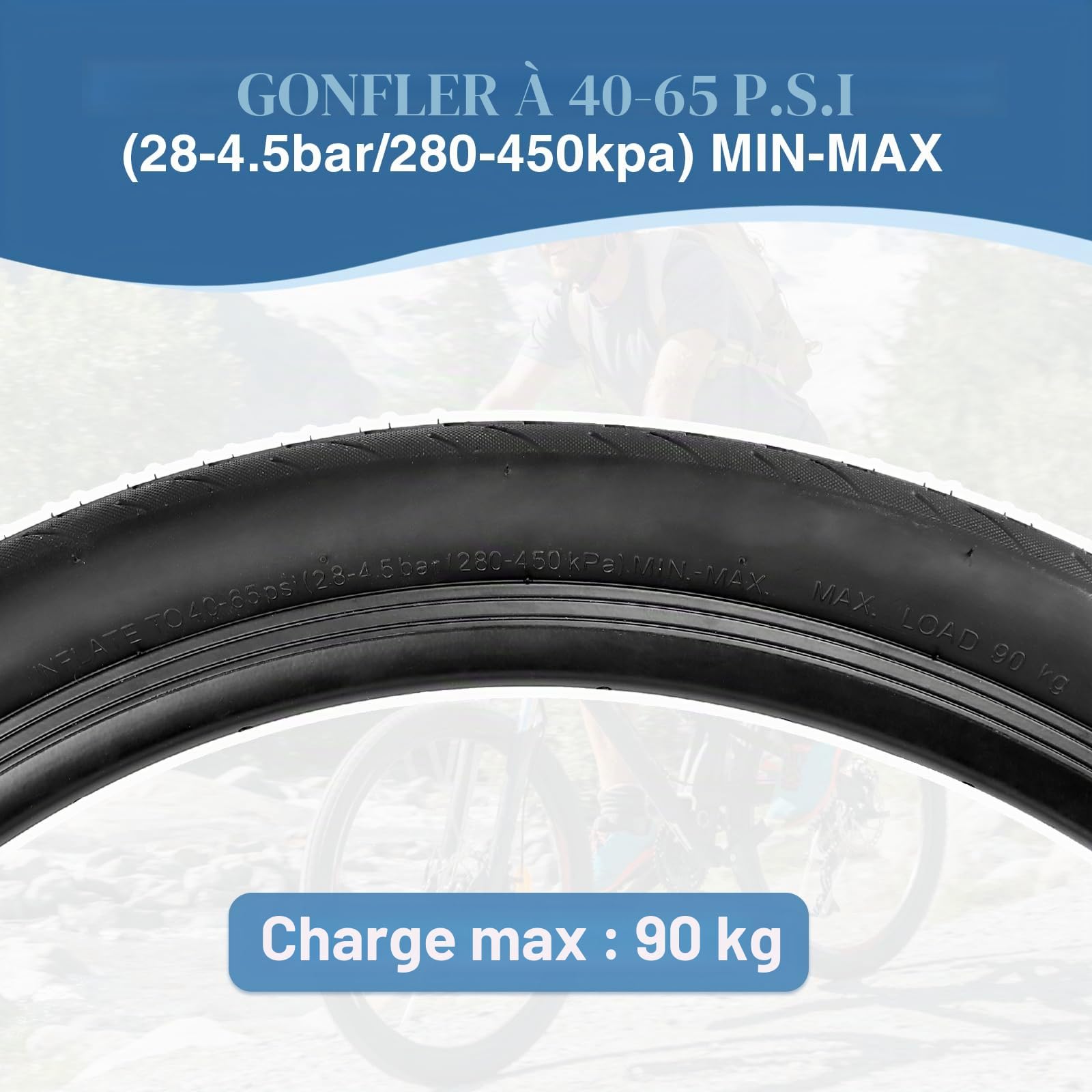 MEGHNA Lot de 2 pneus de vélo 27,5" en nylon anti-crevaison 27TPI 27,5 x 1,75 avec gaine + 2 chambres à air 27,5 x 1,75/2,125" + 2 démonte-pneus
