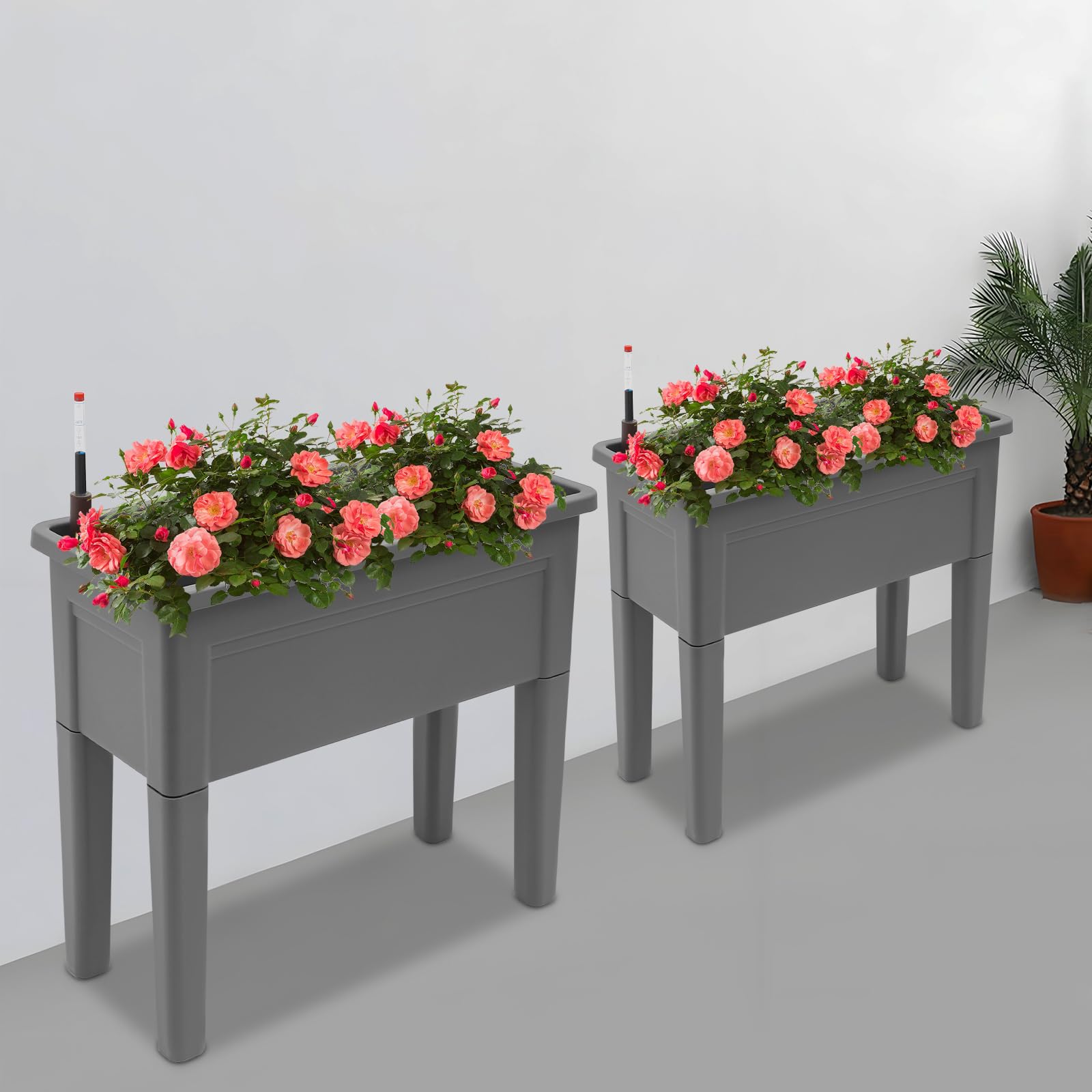 Lot de 2 jardinières pour balcon 75 x 34,5 x 65,5 cm – Jardinière carrée en plastique pour légumes, fleurs et herbes – Jardinière moderne pour terrasse, jardin et cour