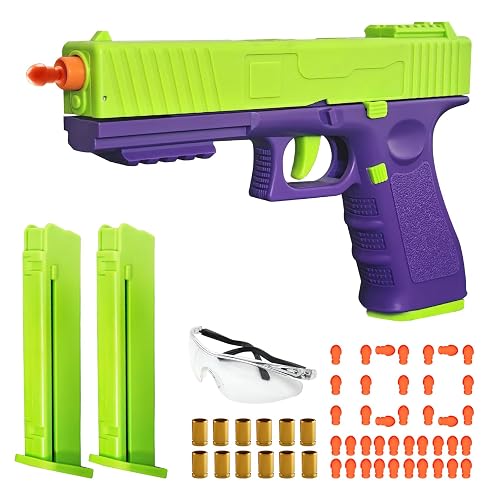 Pistola de Juguete, Arma de Juguete, Incluye 100 Balas Blandas, 32 Cartuchos y 3 Cargadores