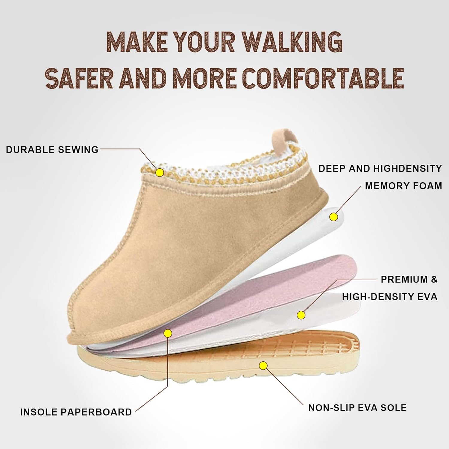 ZEXSAFETY Platform Tasman Slippers for Women Snow Winter Womens Slippers Fluffy House Slippers for Indoor and Outdoor ZEXSAFETY Platform Tasman Slippers for Women Snow Winter Womens Slippers Fluffy House Slippers for Indoor and Outdoor