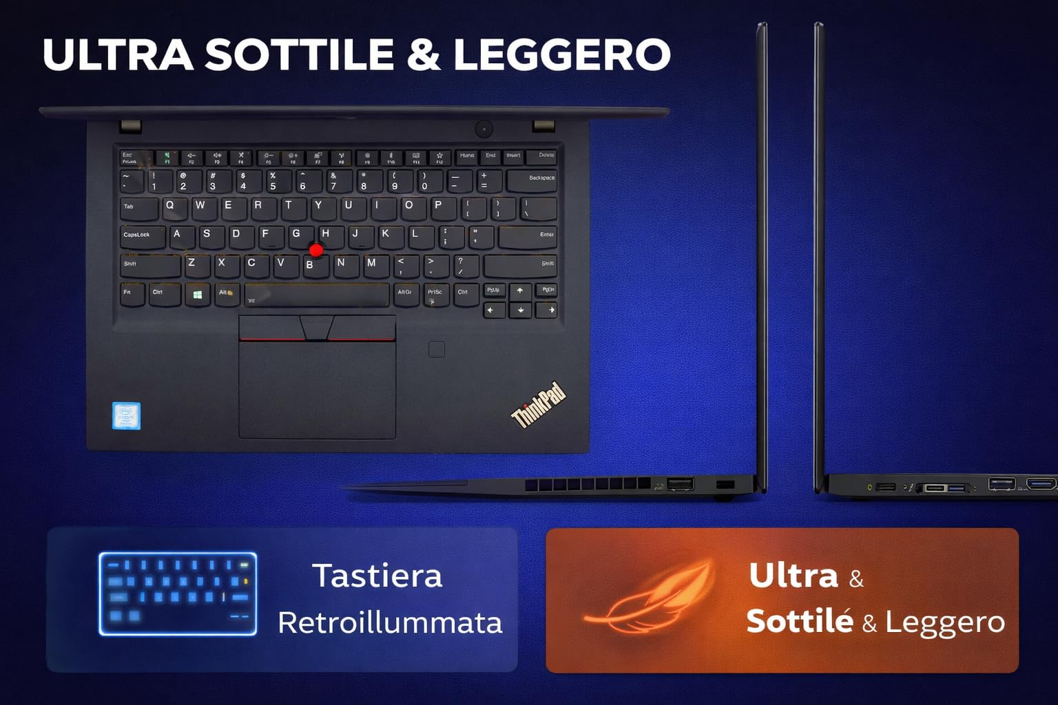 Lenovo ThinkPad T480s Laptop | 14 pollici | 1920 x 1080 | Intel Core i5-8365U | 16 GB DDR4 | 512 GB NVMe | IT-QWERTY | Windows 11 Pro e OFFICE 365 FREE | Garanzia 1 anno | (ricondizionato)