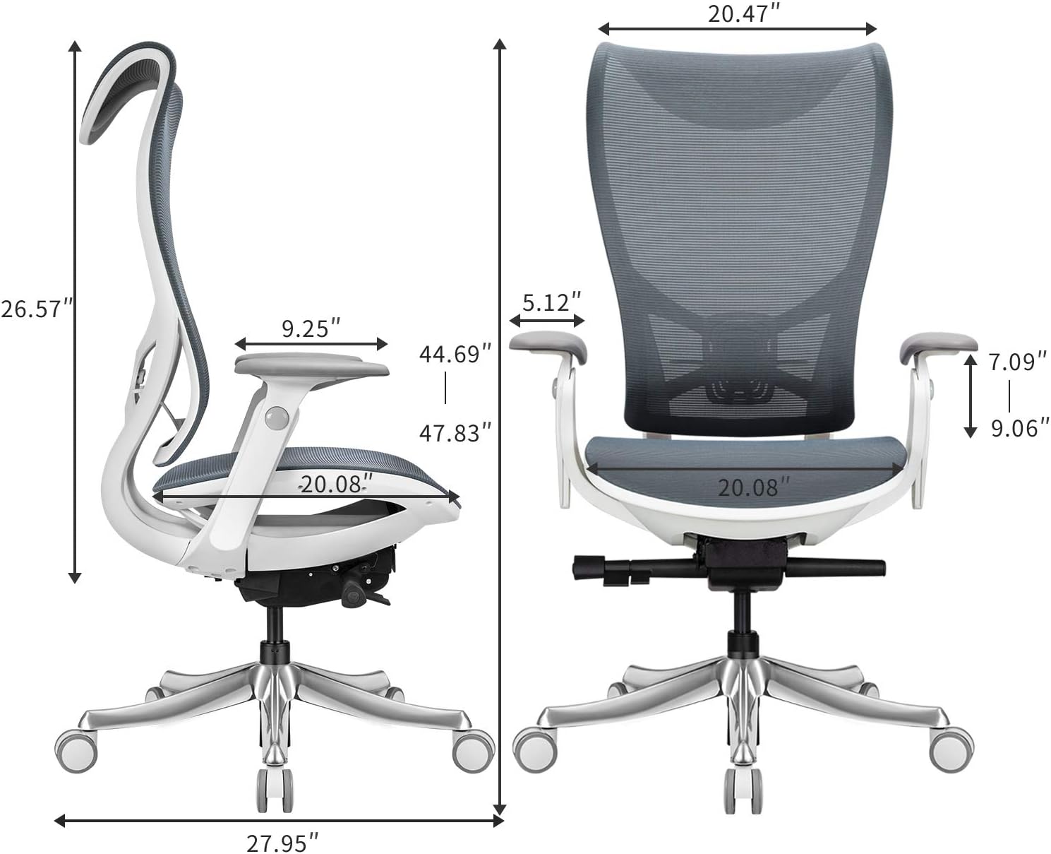 Hottest Sales Furmax High Back Office Ergonomic Desk Executive Recline Lock Head Mesh Swivel Computer Chair with Adjustable Seat Depth Lumbar Support and Arms, Blue