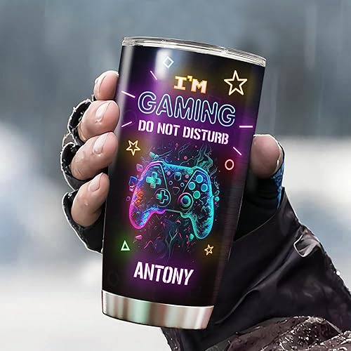 Vista 73 de WAZONE Vaso de café personalizado con nombre personalizado, taza de viaje de acero inoxidable con aislamiento de 20 onzas, 30 onzas, regalos