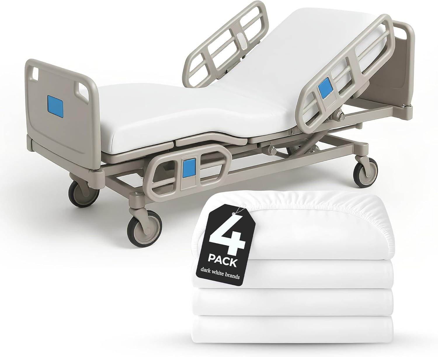 Dark White Premium Hospital Fitted Sheets – Soft & Durable Cotton Rich Deep Pocket Design, Wrinkle-Resistant, Stay-Put Fit for Hospital Beds, Home Care– Easy Care, Comfort for All Ages (4)