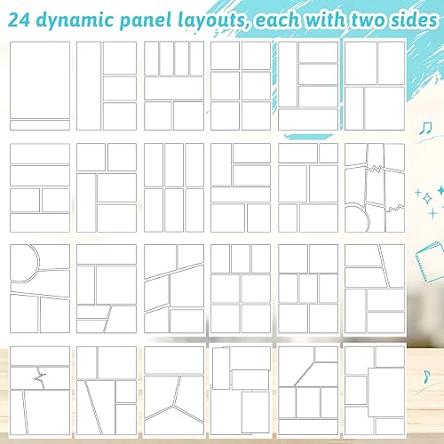 Miniatura 4 de 3 piezas de cómics en blanco de 6.6 x 10 pulgadas con paneles, dibuja tú mismo, plantillas de dibujos de cómics, diseños variados, diseños de