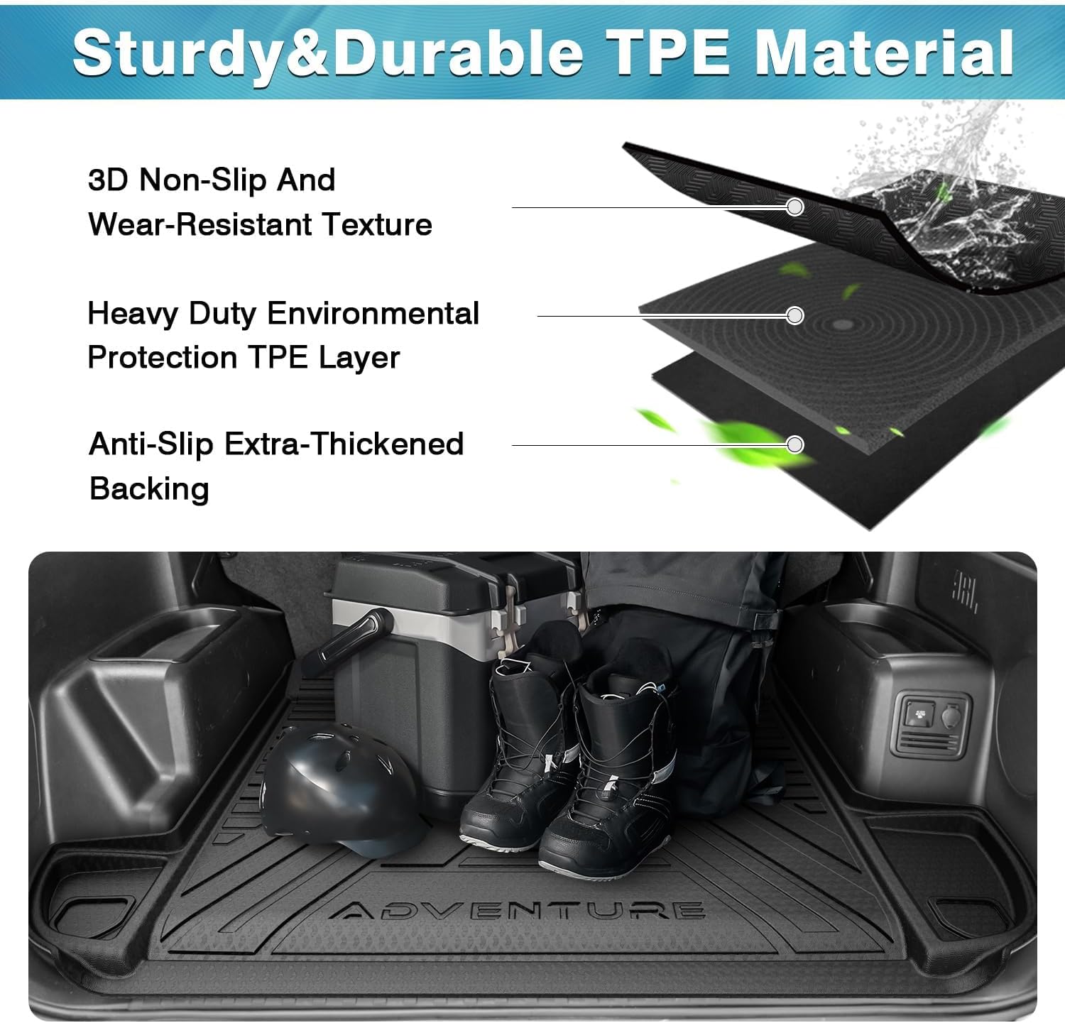 Mixsuper Cargo Liner for Toyota 4Runner 2010-2024 5 Seater (No 3rd Seat or No Sliding Cargo Deck), Trunk Mat for 4Runner Accessories Cargo Mat Rear Trunk Liner Black