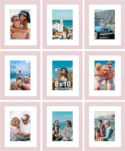 Vista 103 de Vittanly - Juego de 9 portarretratos, plexiglás resistente a rupturas, exhibe fotos de 12 x 12 pulgadas o, con paspartú, de 8 x 8 pulgadas, marcos