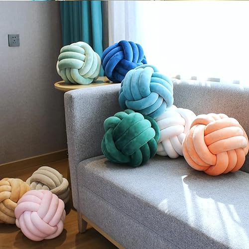 Miniatura 8 de XHJRI Almohadas de bola de nudo suave, almohadas redondas para decoración de habitación de los niños, almohada de felpa para fotografía de niñas,
