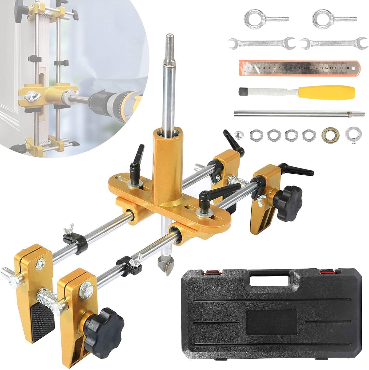 IRONWALLS Mortise Lock Jig, Door Lock Hole Opener Kit for Wooden Door