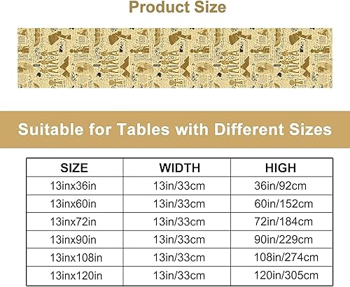 Miniatura 2 de Camino de mesa egipcio, diseño retro de grafiti con elementos egipcios para el hogar, cocina, decoración de mesa de comedor, cafetería, decoración