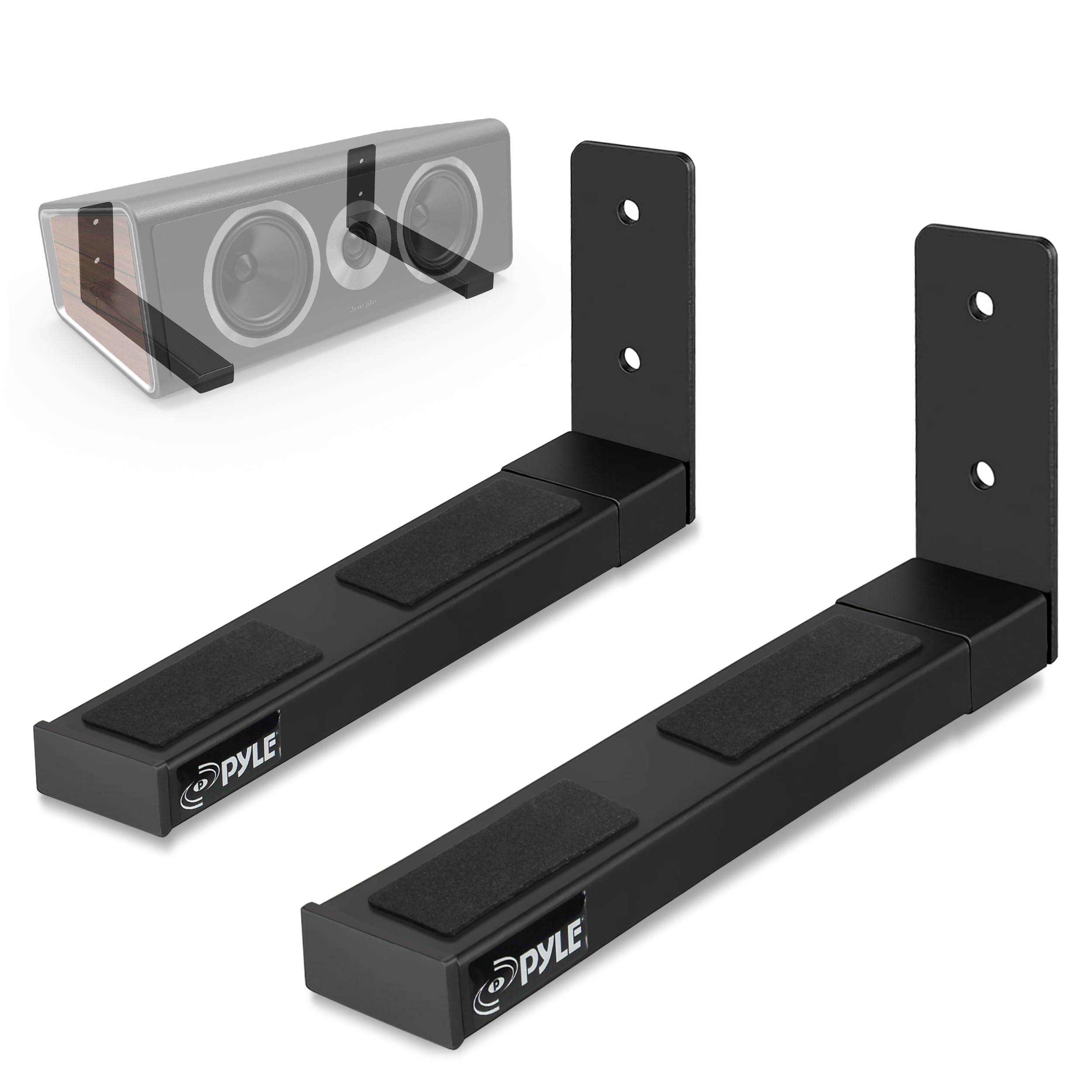 Pyle Adjustable Wall Shelf Brackets, 2 Pack Extendable Steel Arms for Speakers or Soundbars, 50 kg Capacity, 17–30 cm Depth, Includes Mounting Kit, Ideal for Wall Shelfves, Home Hacks
