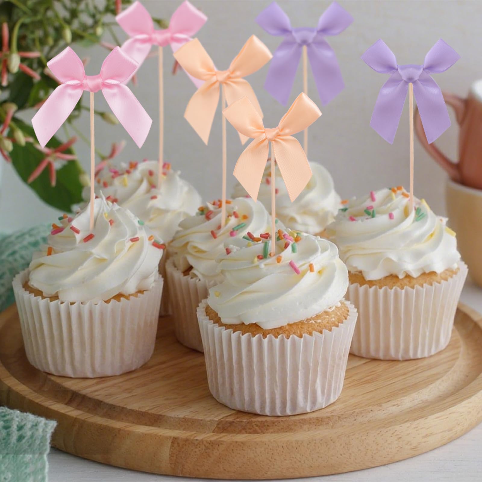 Decorazioni per cupcake con fiocco, 24 pezzi, decorazioni per feste di compleanno, matrimonio, Natale