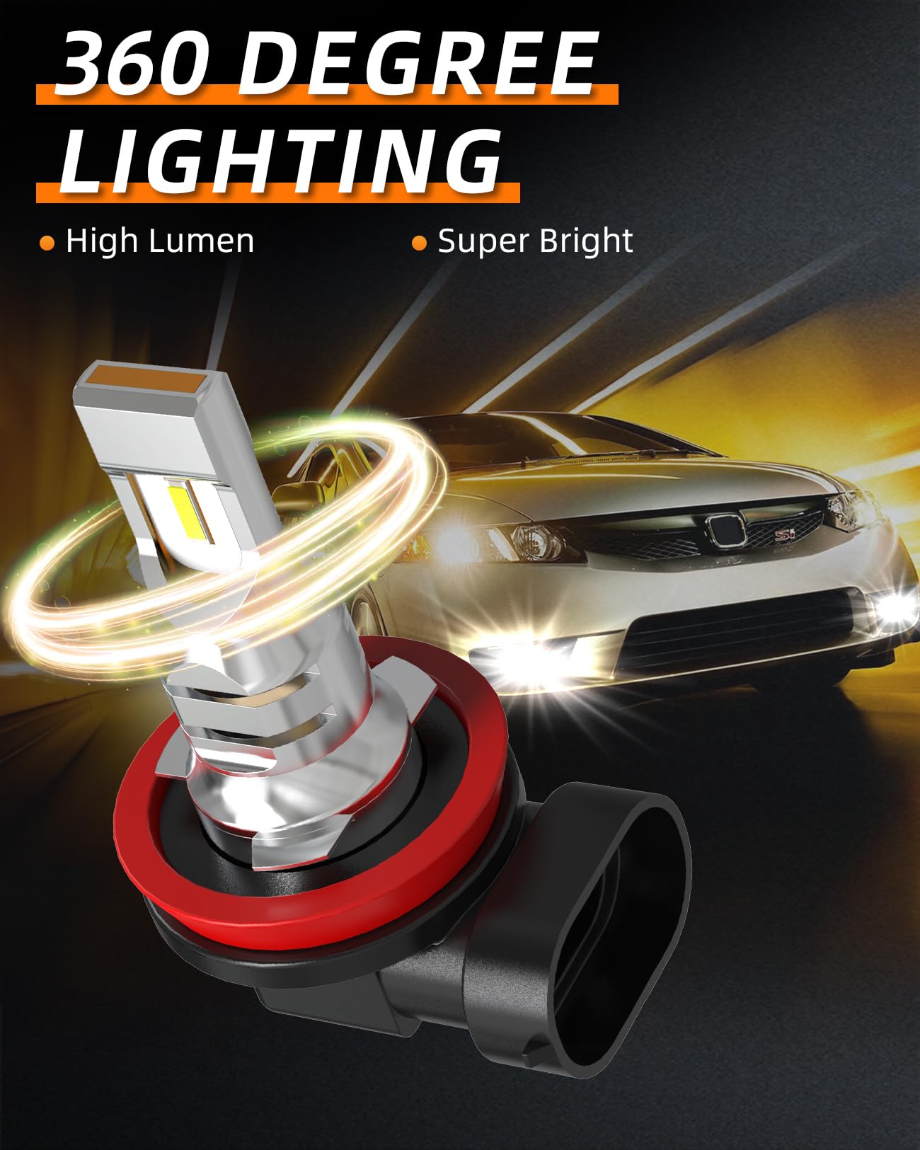Lampadine H11 LED Fendinebbia Non Polarità H11 H8 H9 H16 LED Lampadina Alogene di Ricambio per Auto Lampade Fendinebbia Diurne Luci Antinebbia 12V 24V 6500K Bianco 2 Pezzi