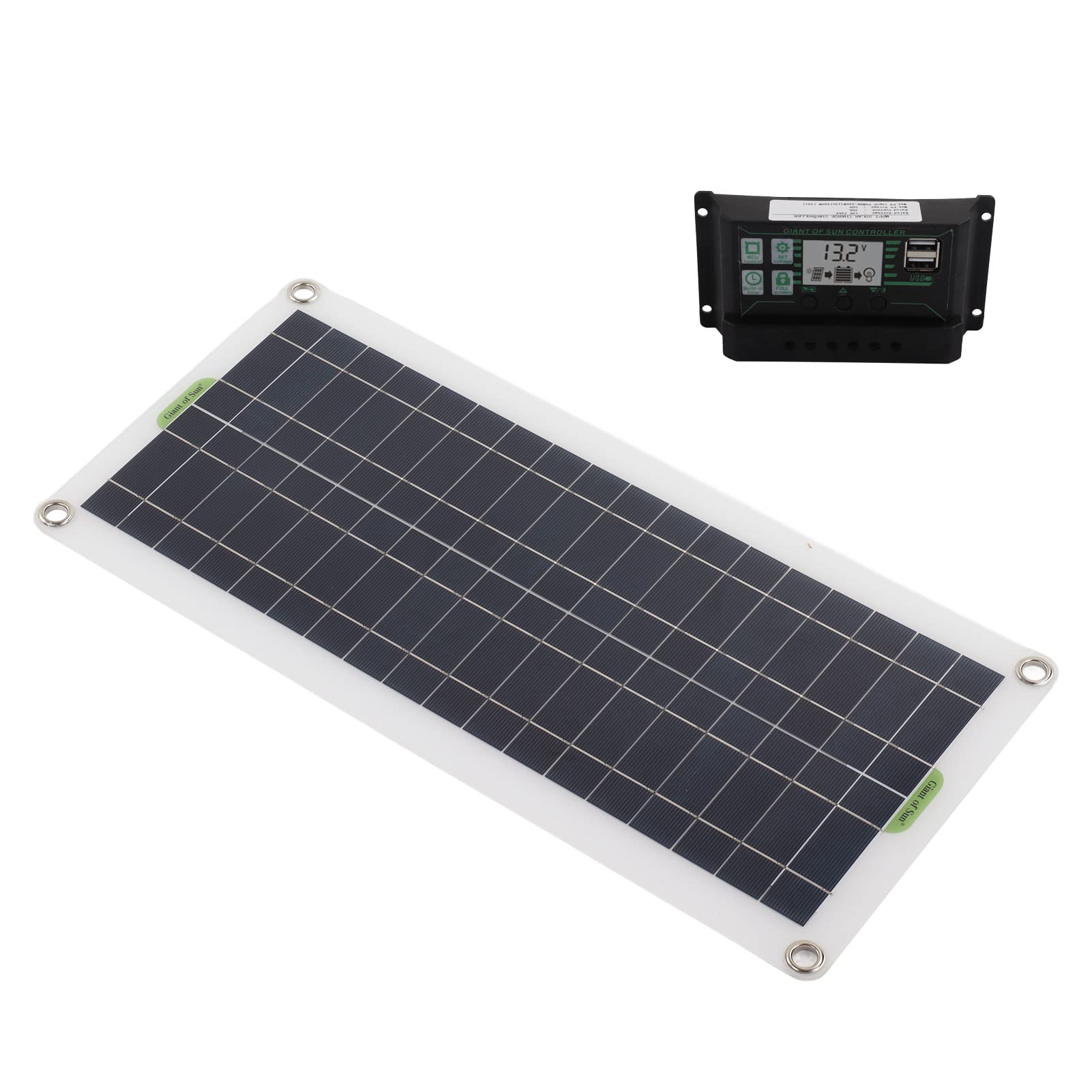 Cryfokt Kit de Paneles Solares de 30W 12V 24V, Mantenedor de Cargador de Panel Solar con Controlador, Cable SAE, Cargador de Batería Solar para Automóvil, RV, Barco, Marino, Remolque