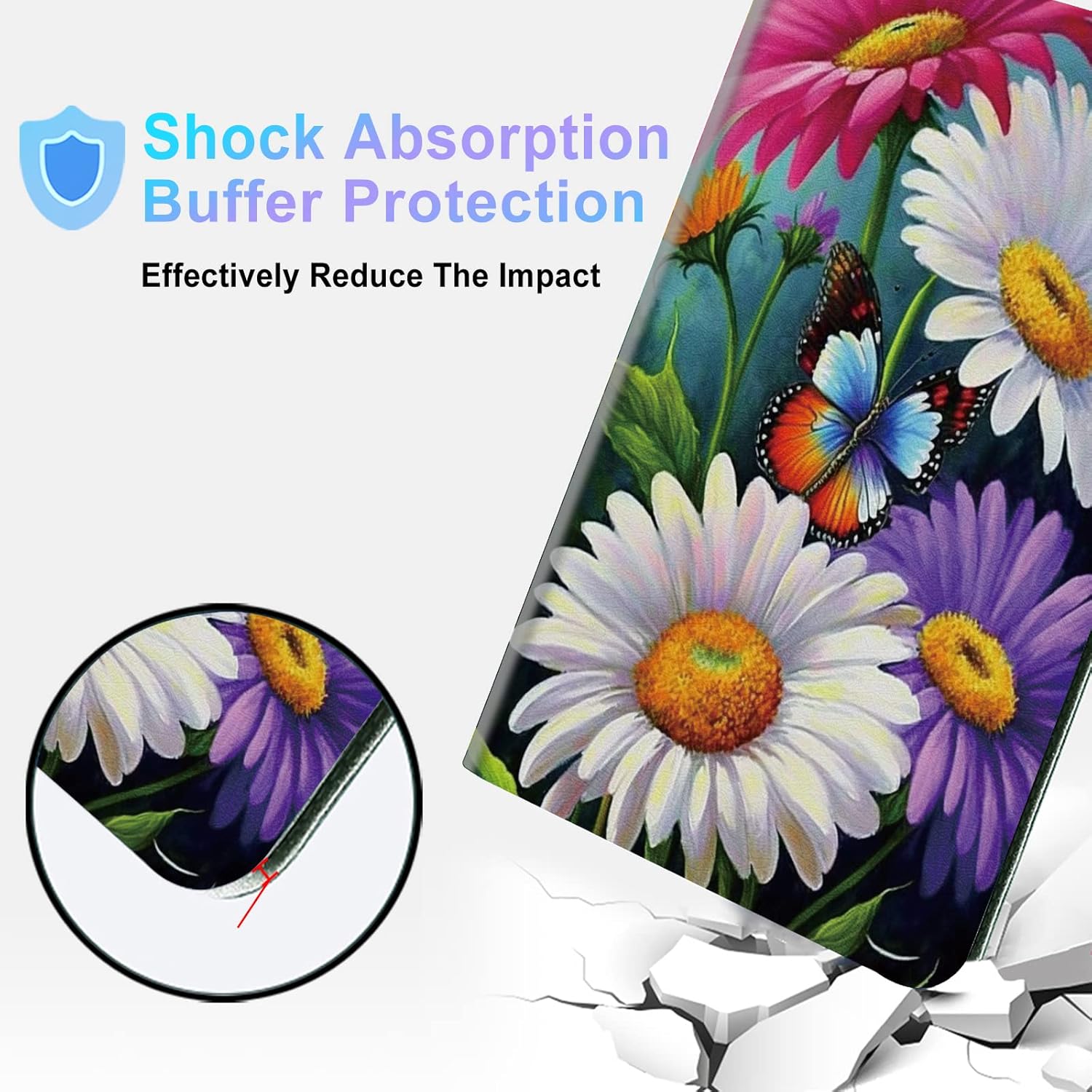 for Kindle Fire HD 10 Tablet Case 7th/9th Generation 2017/2019 Release 10.1 inch with Adjustable Stand & Auto Wake/Sleep Feature Smart Protect Cover Case - Butterfly Flower