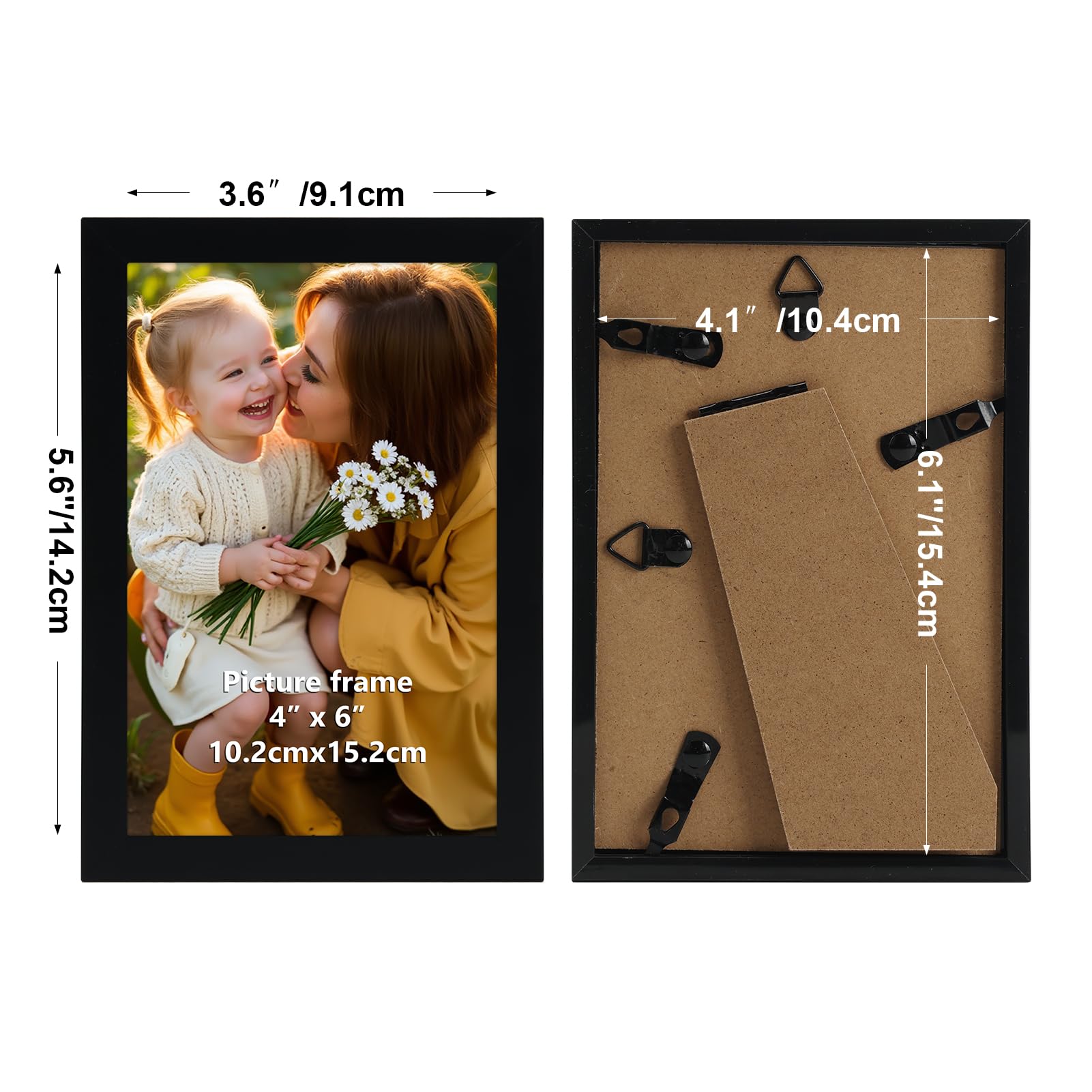 Hoikwo Black 6x4 Photo Frames Pack of 3, Picture Frames 6x4 for Wall or Tabletop Display Horizontal & Vertical Orientation - Image 2