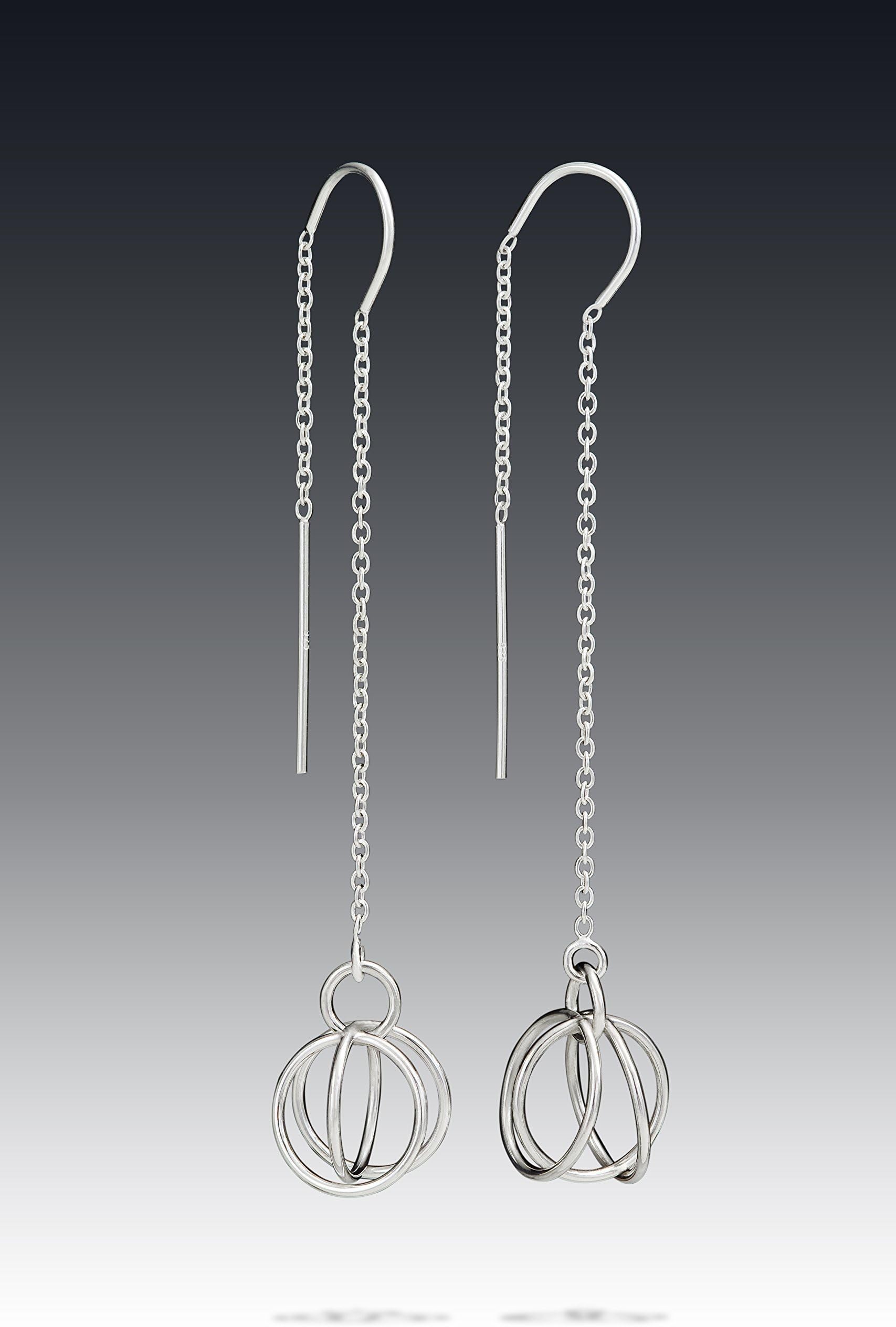 Sterling Silver Saturn Long threader earrings