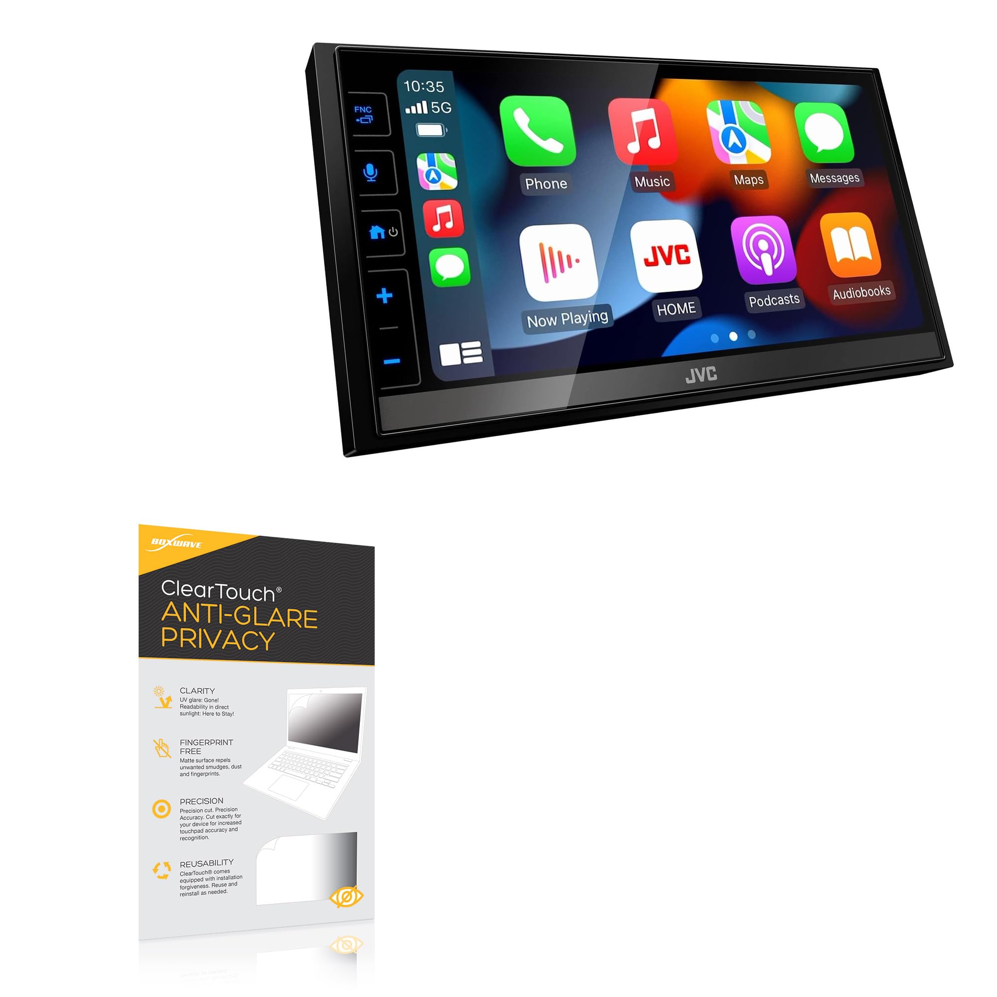 BoxWave Screen Protector Compatible with JVC KW-M785BW (6.8 in) - ClearTouch Anti-Glare Privacy (2-Pack), Privacy Screen Protector Flexible Film Anti-Glare