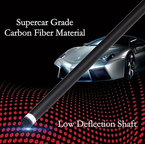 Miniatura 4 de Taco de piscina de fibra de carbono,Palo de taco de desviación baja de 0.465 in0.492 in, palo de piscina profesional con estuche