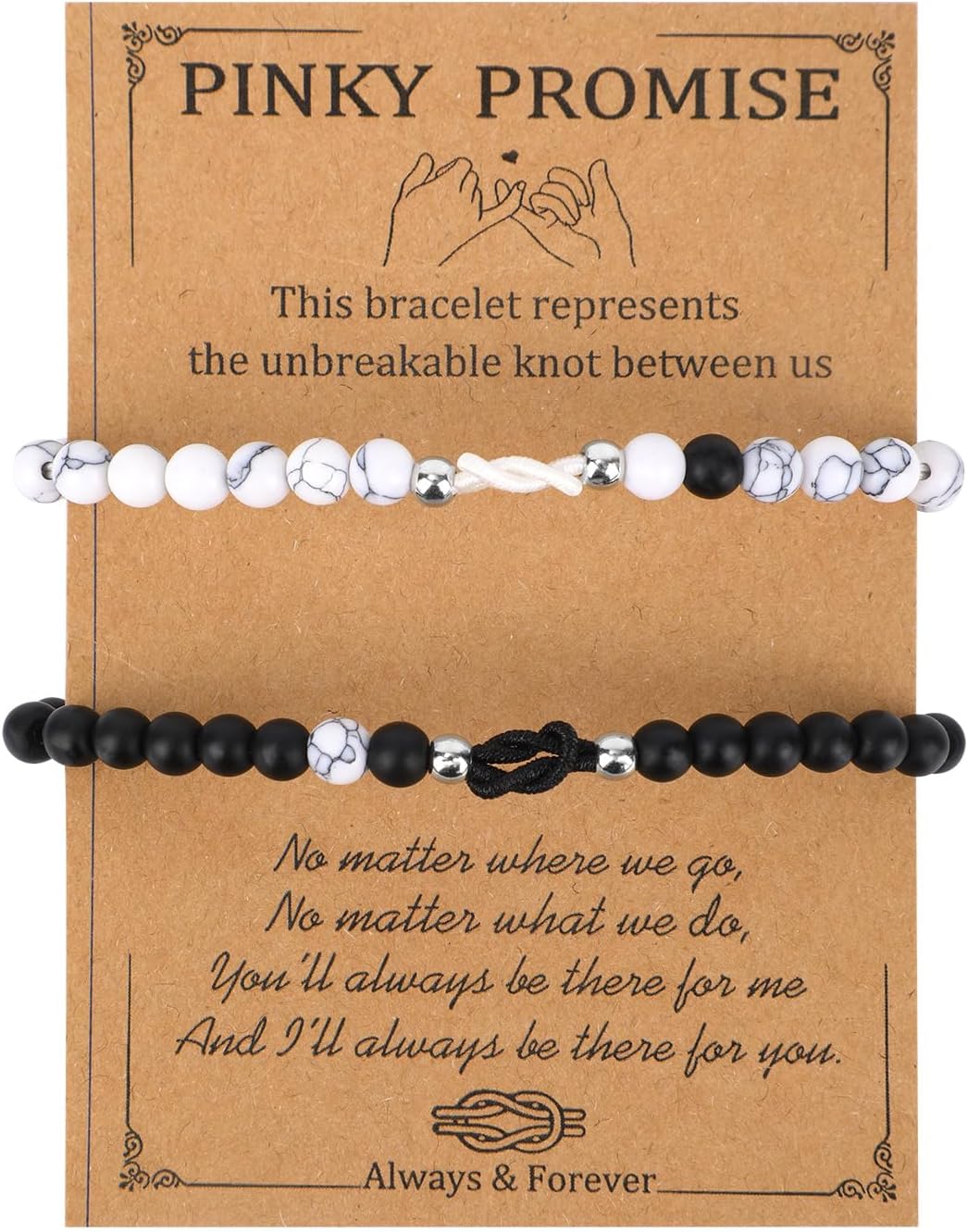 2pcs Pinky Promise Knot Bracelet, Couples Bracelet Anniversary Valentines Jewelry Forever Matching Love Knot Relationship Gifts for Boyfriend