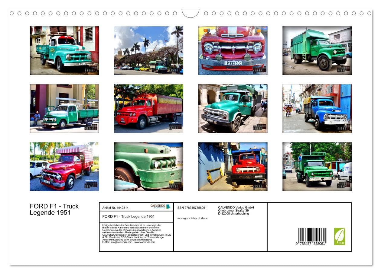 FORD F1 - Truck Legende 1951 (Wandkalender 2026 DIN A3 quer), CALVENDO Monatskalender: Der US-LKW Ford F1 aus dem Jahre 1951 in Kuba