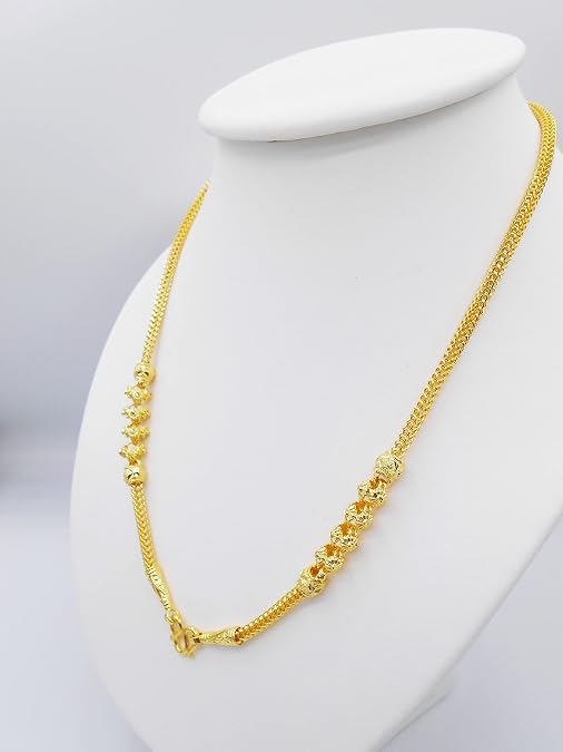 Pikun Flower Lai Thai Gold Plated Necklace 22k 24k Thai Baht Yellow Gold Filled Necklace Women Jewelry